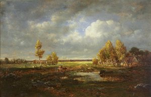 The Pond near the Road, Farm in Le Berry, c.1845-48 by Pierre Etienne Theodore Rousseau